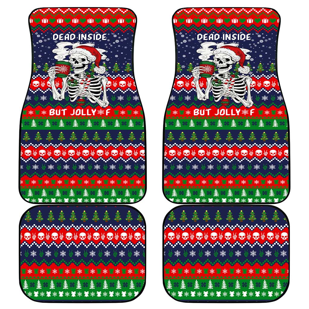 Dead Inside But Jolly Af Christmas Skeleton Car Mats Xmas Holiday Patterns - Wonder Print Shop