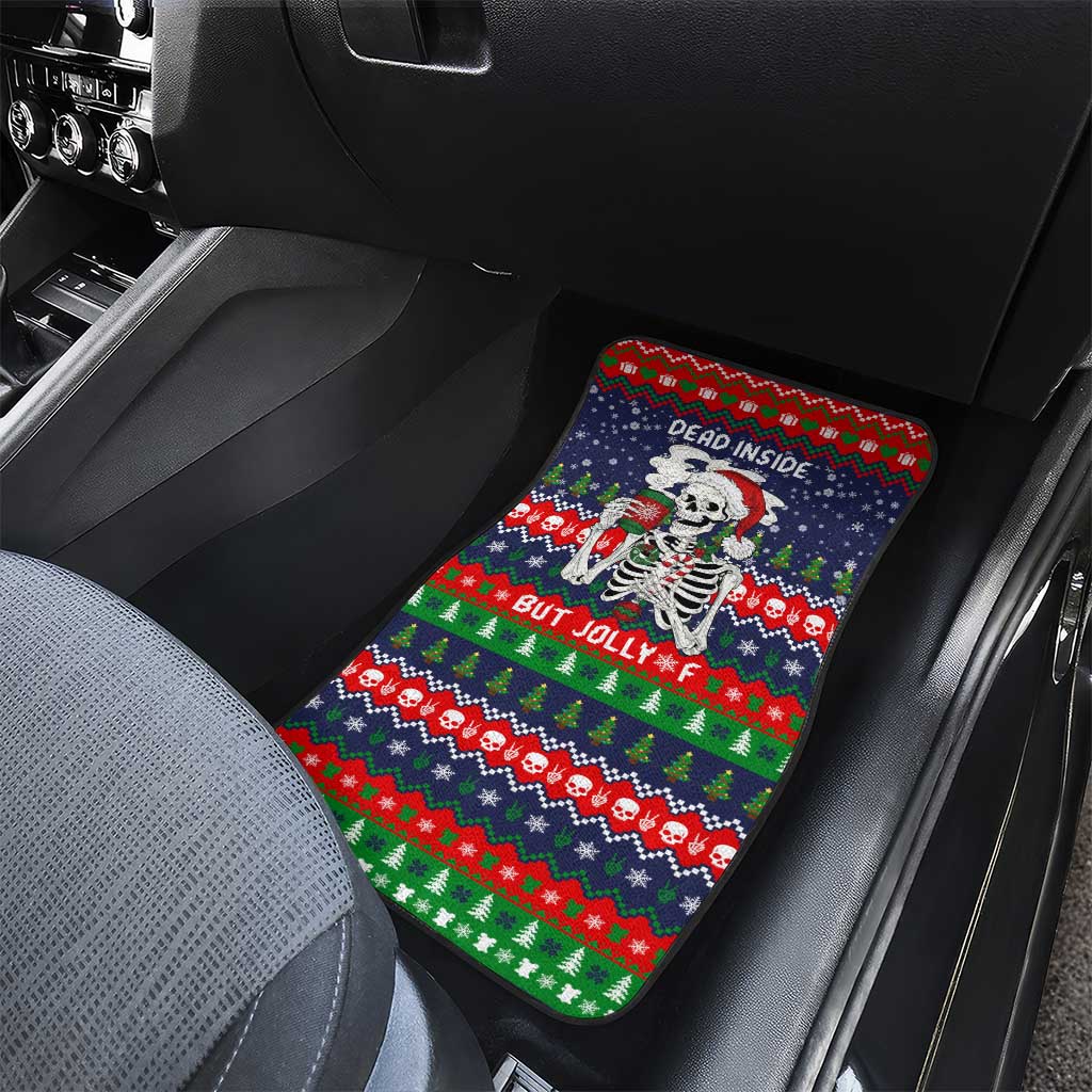 Dead Inside But Jolly Af Christmas Skeleton Car Mats Xmas Holiday Patterns - Wonder Print Shop