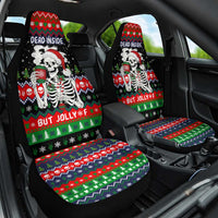 Dead Inside But Jolly Af Christmas Skeleton Car Seat Cover Xmas Holiday Patterns - Wonder Print Shop