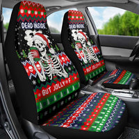 Dead Inside But Jolly Af Christmas Skeleton Car Seat Cover Xmas Holiday Patterns - Wonder Print Shop