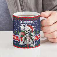 Dead Inside But Jolly Af Christmas Skeleton Ceramic Mug Xmas Holiday Patterns - Wonder Print Shop