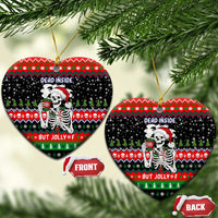 Dead Inside But Jolly Af Christmas Skeleton Ceramic Ornament Xmas Holiday Patterns - Wonder Print Shop