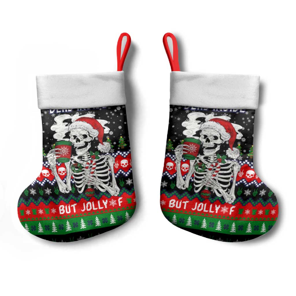 Dead Inside But Jolly Af Christmas Skeleton Christmas Stocking Xmas Holiday Patterns - Wonder Print Shop