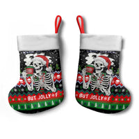 Dead Inside But Jolly Af Christmas Skeleton Christmas Stocking Xmas Holiday Patterns - Wonder Print Shop