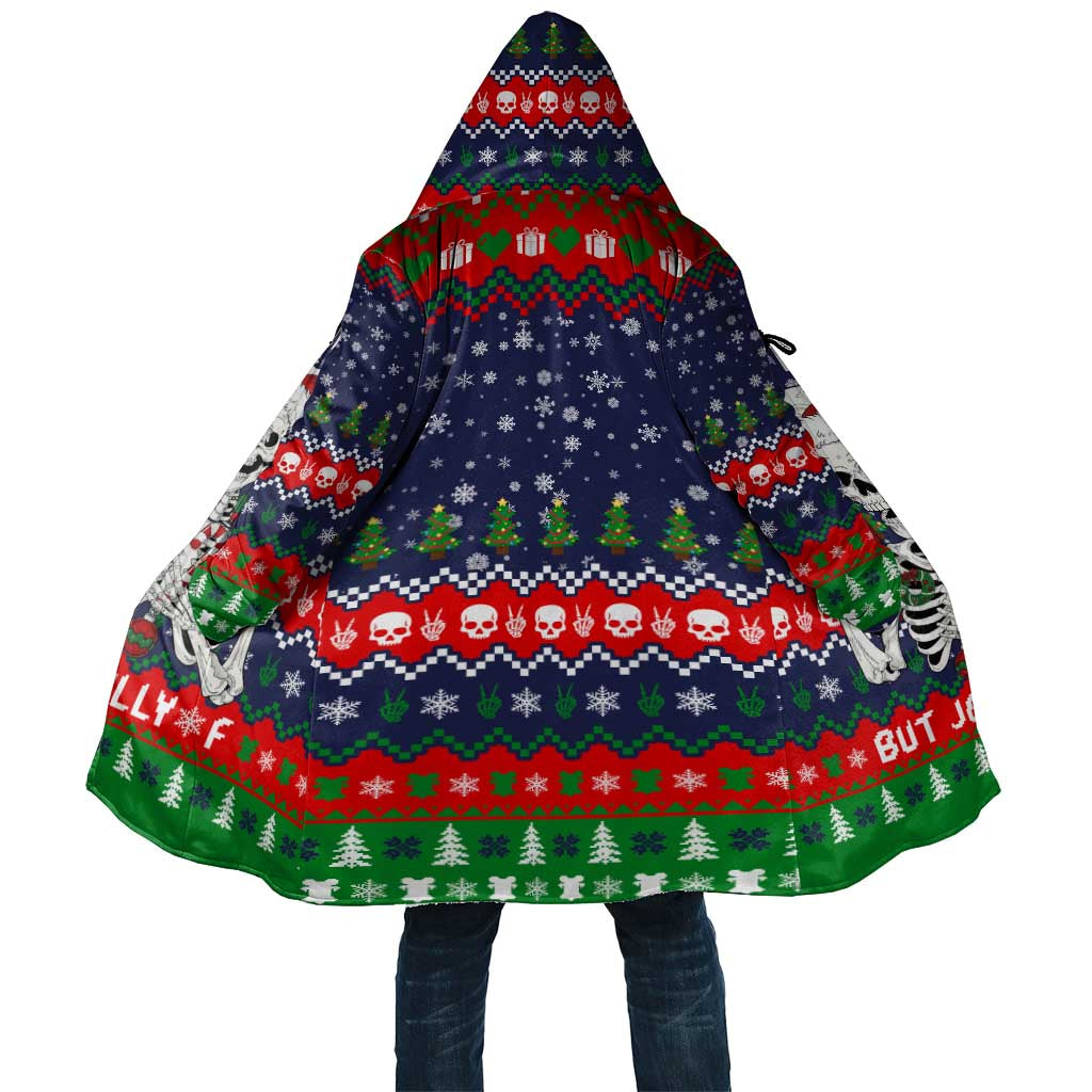 Dead Inside But Jolly Af Christmas Skeleton Cloak Xmas Holiday Patterns - Wonder Print Shop