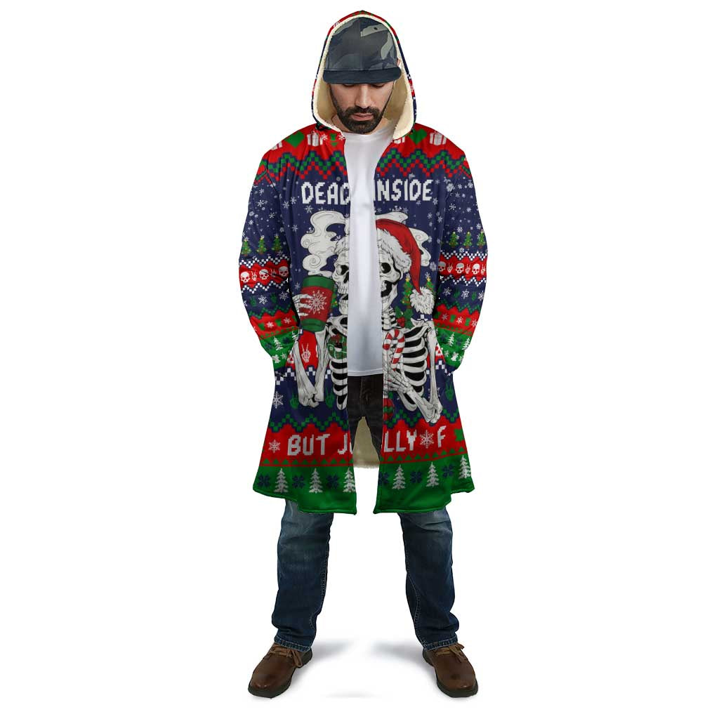 Dead Inside But Jolly Af Christmas Skeleton Cloak Xmas Holiday Patterns - Wonder Print Shop