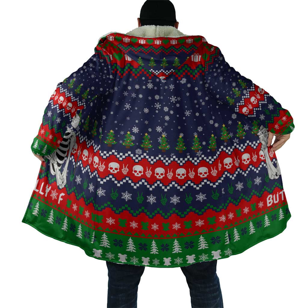 Dead Inside But Jolly Af Christmas Skeleton Cloak Xmas Holiday Patterns - Wonder Print Shop