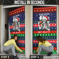 Dead Inside But Jolly Af Christmas Skeleton Door Cover Xmas Holiday Patterns - Wonder Print Shop