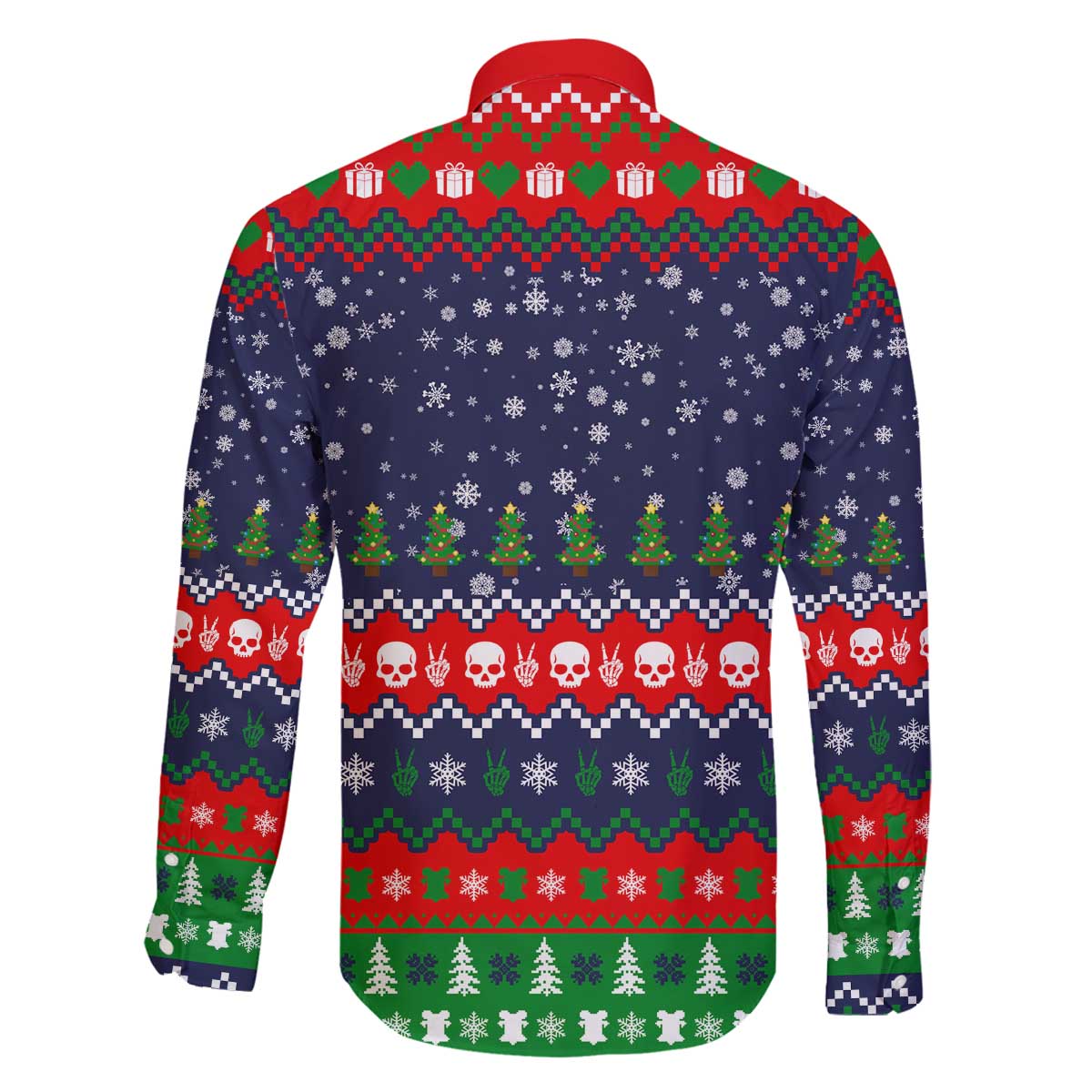 Dead Inside But Jolly Af Christmas Skeleton Family Matching Off The Shoulder Long Sleeve Dress and Hawaiian Shirt Xmas Holiday Patterns - Wonder Print Shop