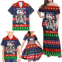 Dead Inside But Jolly Af Christmas Skeleton Family Matching Off Shoulder Maxi Dress and Hawaiian Shirt Xmas Holiday Patterns - Wonder Print Shop