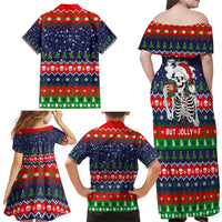 Dead Inside But Jolly Af Christmas Skeleton Family Matching Off Shoulder Maxi Dress and Hawaiian Shirt Xmas Holiday Patterns - Wonder Print Shop