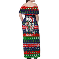 Dead Inside But Jolly Af Christmas Skeleton Family Matching Off Shoulder Maxi Dress and Hawaiian Shirt Xmas Holiday Patterns - Wonder Print Shop