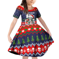 Dead Inside But Jolly Af Christmas Skeleton Family Matching Off Shoulder Short Dress and Hawaiian Shirt Xmas Holiday Patterns - Wonder Print Shop
