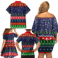 Dead Inside But Jolly Af Christmas Skeleton Family Matching Off Shoulder Short Dress and Hawaiian Shirt Xmas Holiday Patterns - Wonder Print Shop