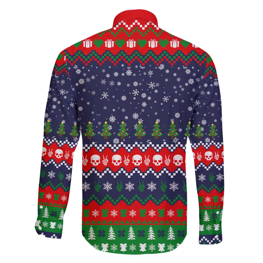 Dead Inside But Jolly Af Christmas Skeleton Family Matching Off Shoulder Short Dress and Hawaiian Shirt Xmas Holiday Patterns - Wonder Print Shop