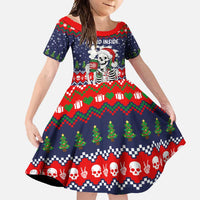 Dead Inside But Jolly Af Christmas Skeleton Family Matching Short Sleeve Bodycon Dress and Hawaiian Shirt Xmas Holiday Patterns - Wonder Print Shop