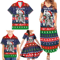Dead Inside But Jolly Af Christmas Skeleton Family Matching Summer Maxi Dress and Hawaiian Shirt Xmas Holiday Patterns - Wonder Print Shop