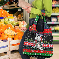 Dead Inside But Jolly Af Christmas Skeleton Grocery Bag Xmas Holiday Patterns - Wonder Print Shop