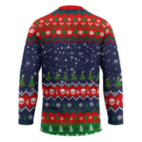 Dead Inside But Jolly Af Christmas Skeleton Hockey Jersey Xmas Holiday Patterns - Wonder Print Shop