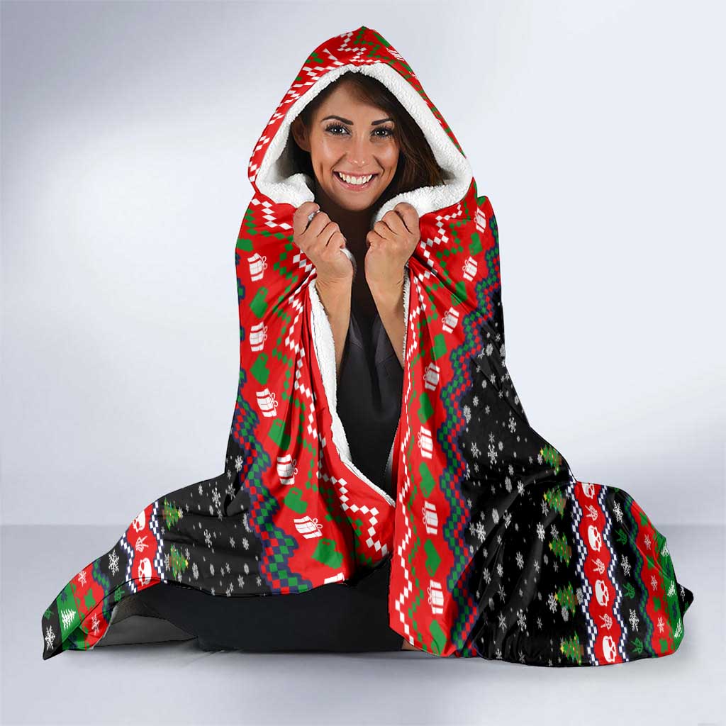 Dead Inside But Jolly Af Christmas Skeleton Hooded Blanket Xmas Holiday Patterns - Wonder Print Shop