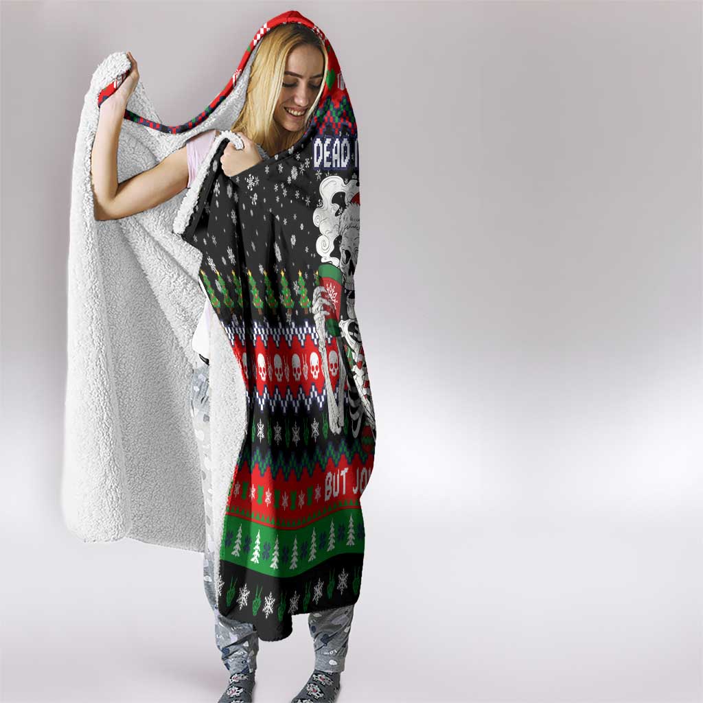 Dead Inside But Jolly Af Christmas Skeleton Hooded Blanket Xmas Holiday Patterns - Wonder Print Shop