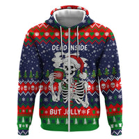 Dead Inside But Jolly Af Christmas Skeleton Hoodie Xmas Holiday Patterns - Wonder Print Shop
