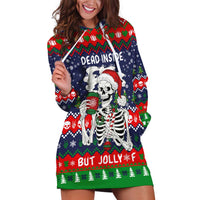 Dead Inside But Jolly Af Christmas Skeleton Hoodie Dress Xmas Holiday Patterns - Wonder Print Shop