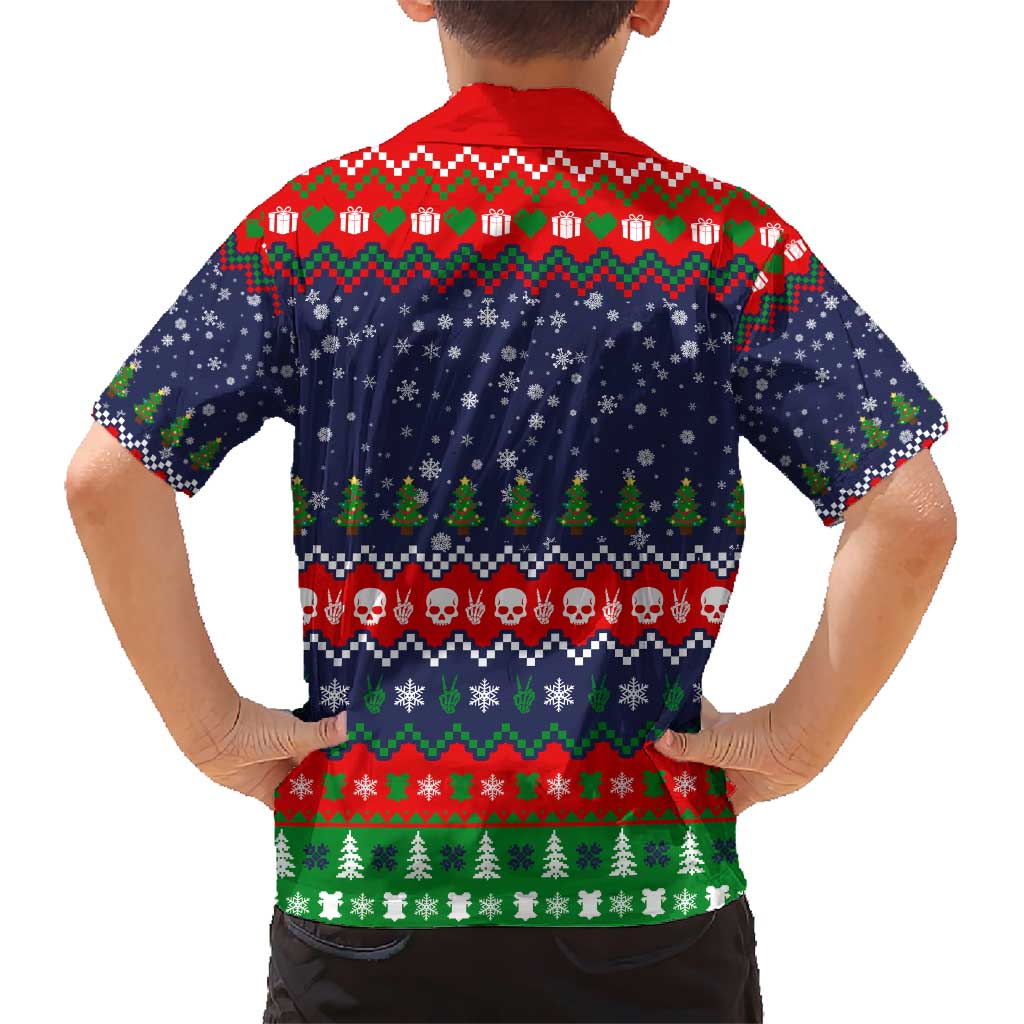 Dead Inside But Jolly Af Christmas Skeleton Kid Hawaiian Shirt Xmas Holiday Patterns - Wonder Print Shop