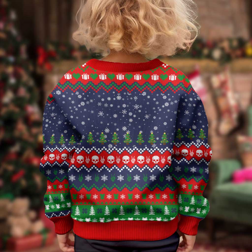 Dead Inside But Jolly Af Christmas Skeleton Kid Ugly Christmas Sweater Xmas Holiday Patterns - Wonder Print Shop