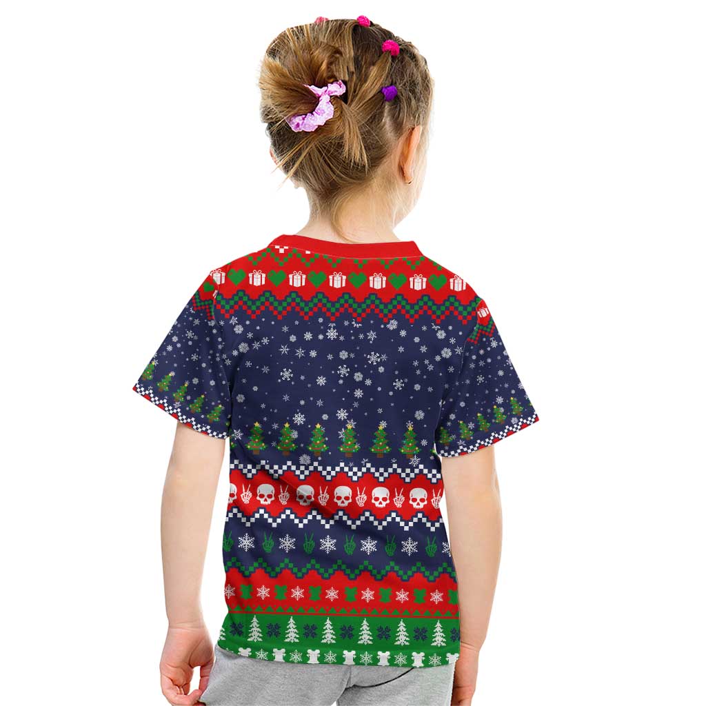 Dead Inside But Jolly Af Christmas Skeleton Kid T Shirt Xmas Holiday Patterns - Wonder Print Shop