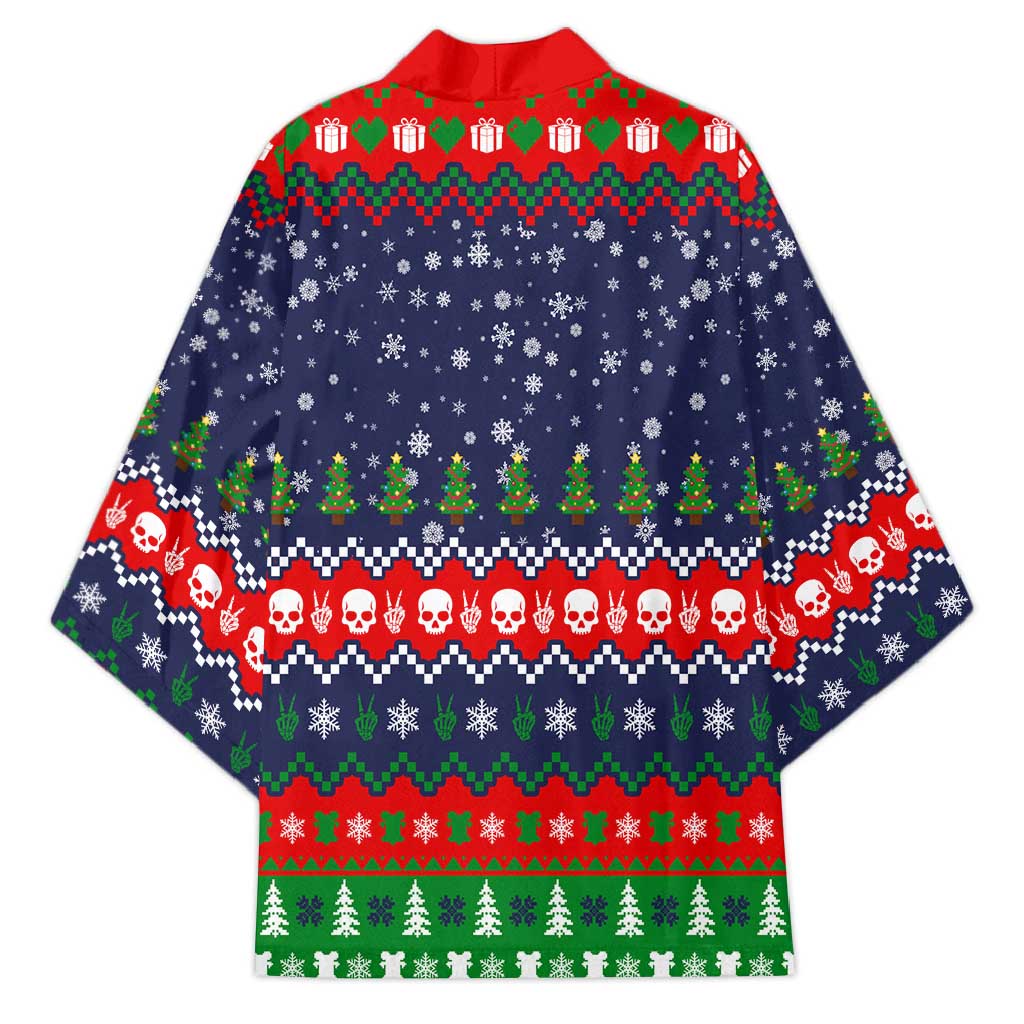 Dead Inside But Jolly Af Christmas Skeleton Kimono Xmas Holiday Patterns - Wonder Print Shop