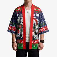 Dead Inside But Jolly Af Christmas Skeleton Kimono Xmas Holiday Patterns - Wonder Print Shop