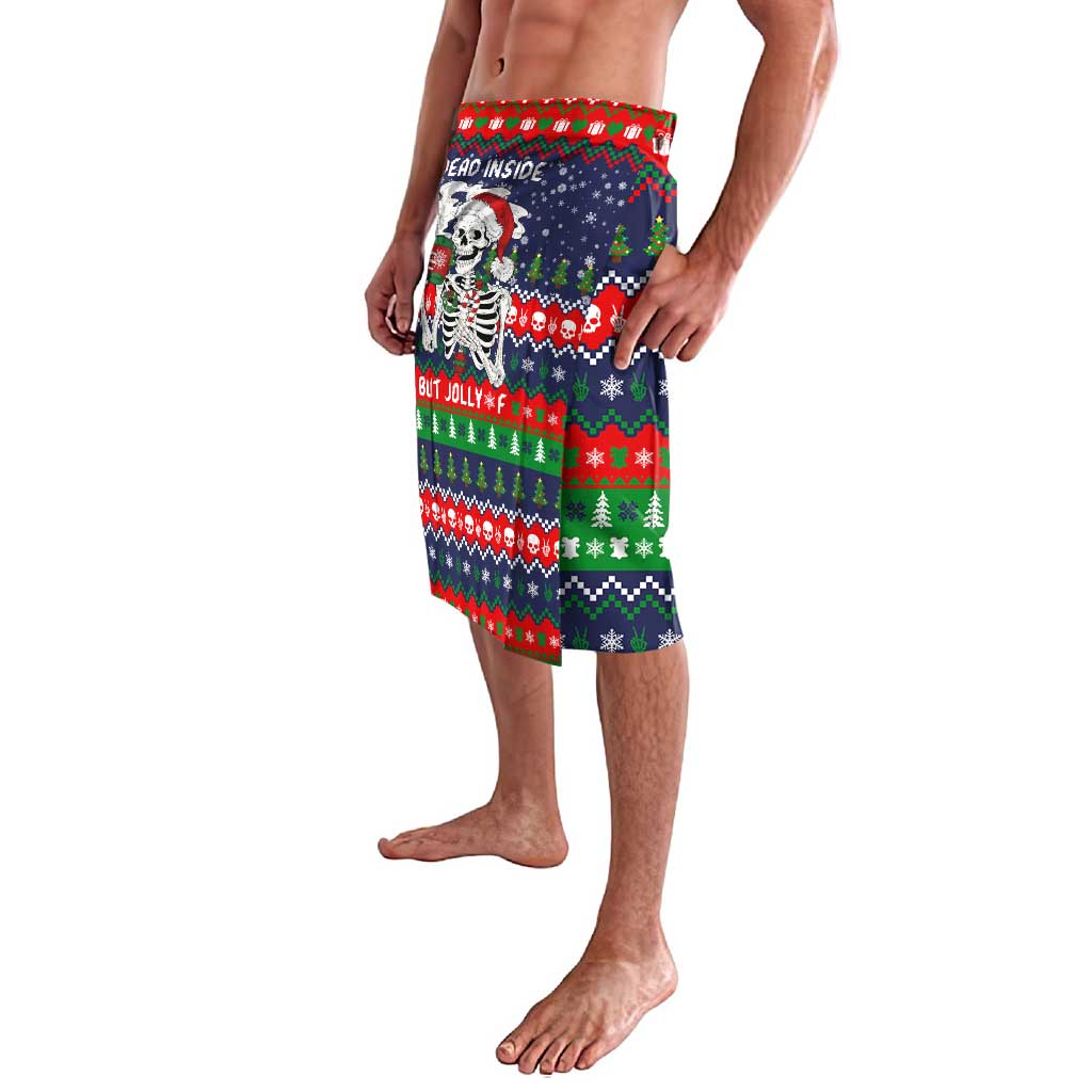 Dead Inside But Jolly Af Christmas Skeleton Lavalava Xmas Holiday Patterns - Wonder Print Shop