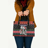Dead Inside But Jolly Af Christmas Skeleton Leather Bag Xmas Holiday Patterns - Wonder Print Shop