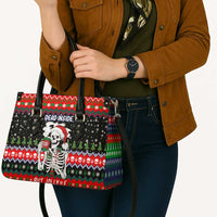 Dead Inside But Jolly Af Christmas Skeleton Leather Bag Xmas Holiday Patterns - Wonder Print Shop