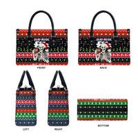 Dead Inside But Jolly Af Christmas Skeleton Leather Bag Xmas Holiday Patterns - Wonder Print Shop