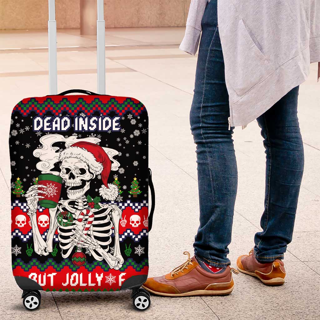 Dead Inside But Jolly Af Christmas Skeleton Luggage Cover Xmas Holiday Patterns - Wonder Print Shop