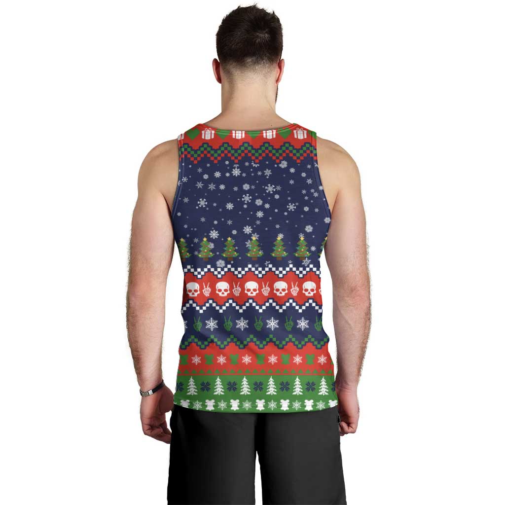 Dead Inside But Jolly Af Christmas Skeleton Men Tank Top Xmas Holiday Patterns - Wonder Print Shop