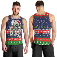 Dead Inside But Jolly Af Christmas Skeleton Men Tank Top Xmas Holiday Patterns - Wonder Print Shop