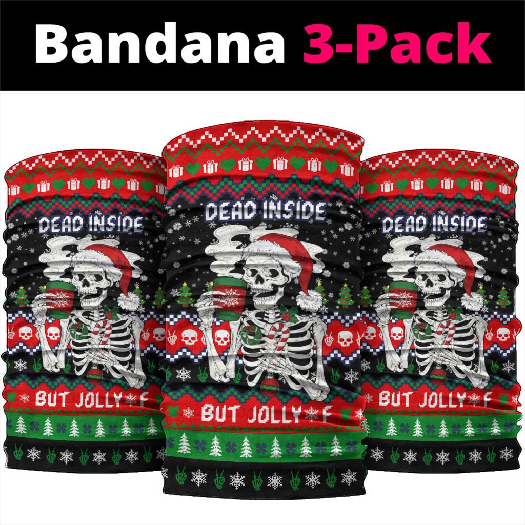 Dead Inside But Jolly Af Christmas Skeleton Neck Gaiter Xmas Holiday Patterns - Wonder Print Shop