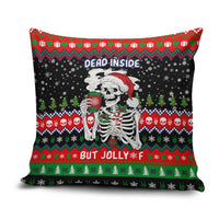 Dead Inside But Jolly Af Christmas Skeleton Pillow Cover Xmas Holiday Patterns - Wonder Print Shop