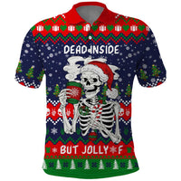 Dead Inside But Jolly Af Christmas Skeleton Polo Shirt Xmas Holiday Patterns - Wonder Print Shop