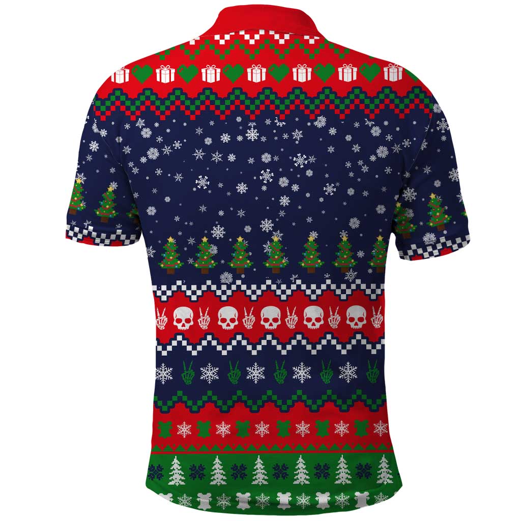 Dead Inside But Jolly Af Christmas Skeleton Polo Shirt Xmas Holiday Patterns - Wonder Print Shop