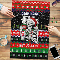 Dead Inside But Jolly Af Christmas Skeleton Puzzle Xmas Holiday Patterns - Wonder Print Shop