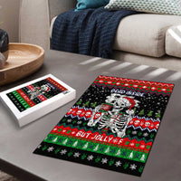 Dead Inside But Jolly Af Christmas Skeleton Puzzle Xmas Holiday Patterns - Wonder Print Shop