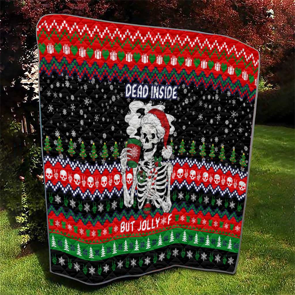 Dead Inside But Jolly Af Christmas Skeleton Quilt Xmas Holiday Patterns - Wonder Print Shop