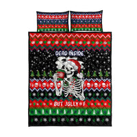 Dead Inside But Jolly Af Christmas Skeleton Quilt Bed Set Xmas Holiday Patterns - Wonder Print Shop