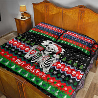 Dead Inside But Jolly Af Christmas Skeleton Quilt Bed Set Xmas Holiday Patterns - Wonder Print Shop