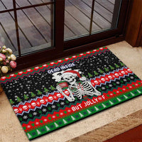Dead Inside But Jolly Af Christmas Skeleton Rubber Doormat Xmas Holiday Patterns - Wonder Print Shop