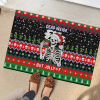 Dead Inside But Jolly Af Christmas Skeleton Rubber Doormat Xmas Holiday Patterns - Wonder Print Shop